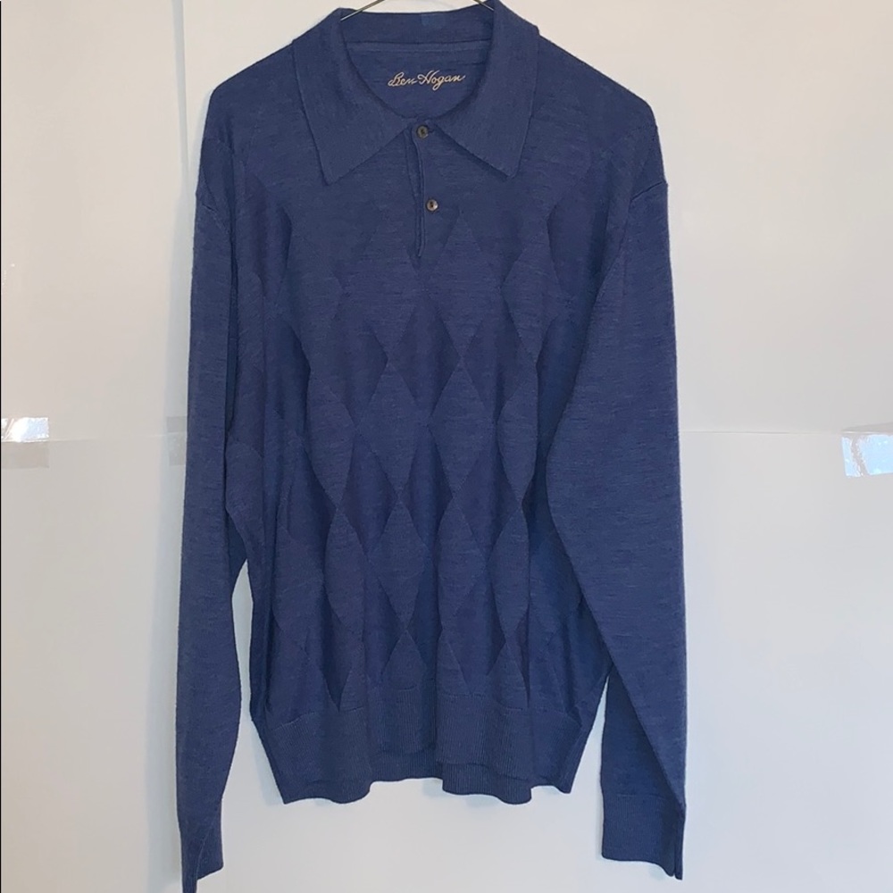 Ben Hogan Men’s Wool Blue Button Pullover Sweater